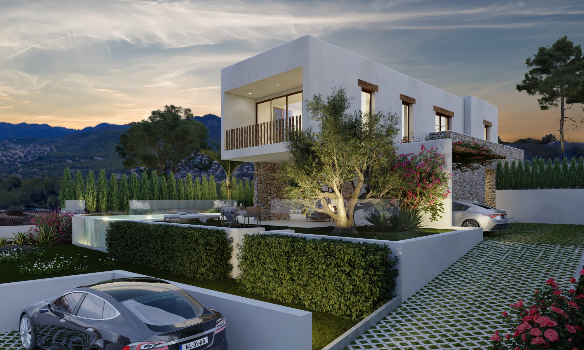Villa exclusive de style ibicenco avec vue sur le Parc Naturel de la Granadella à Javea – Projet avec permis