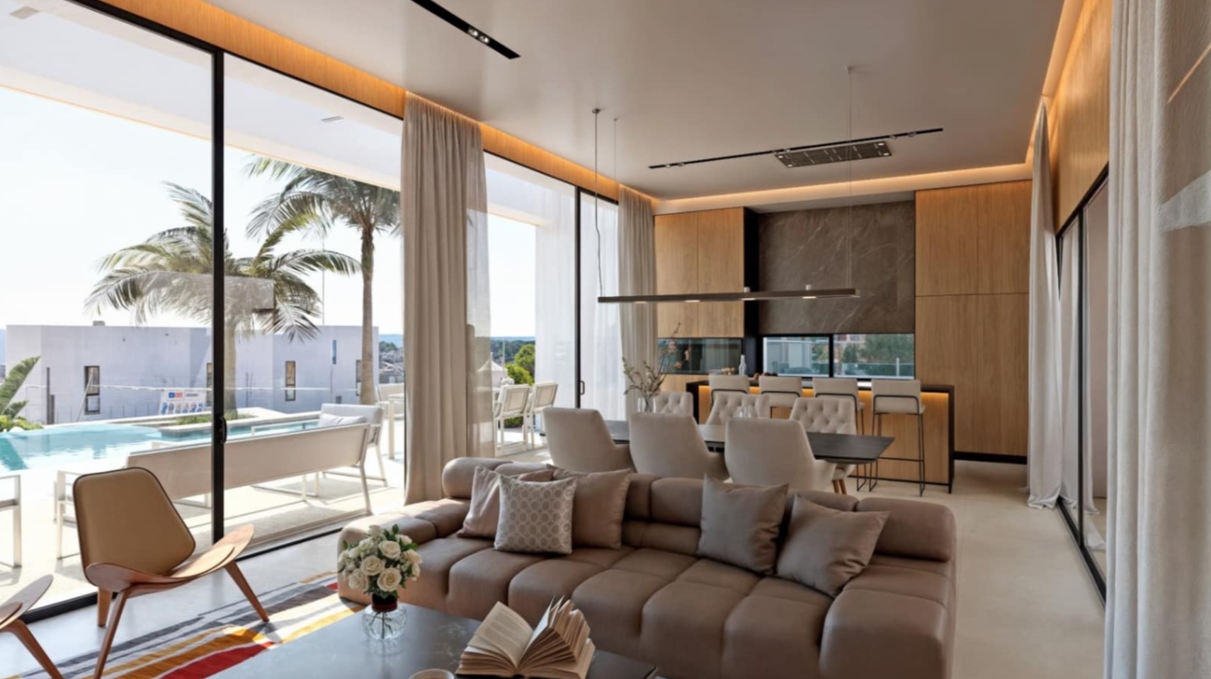 Villa de obra nueva de arquitectura contemporánea con vistas al mar en Moraira