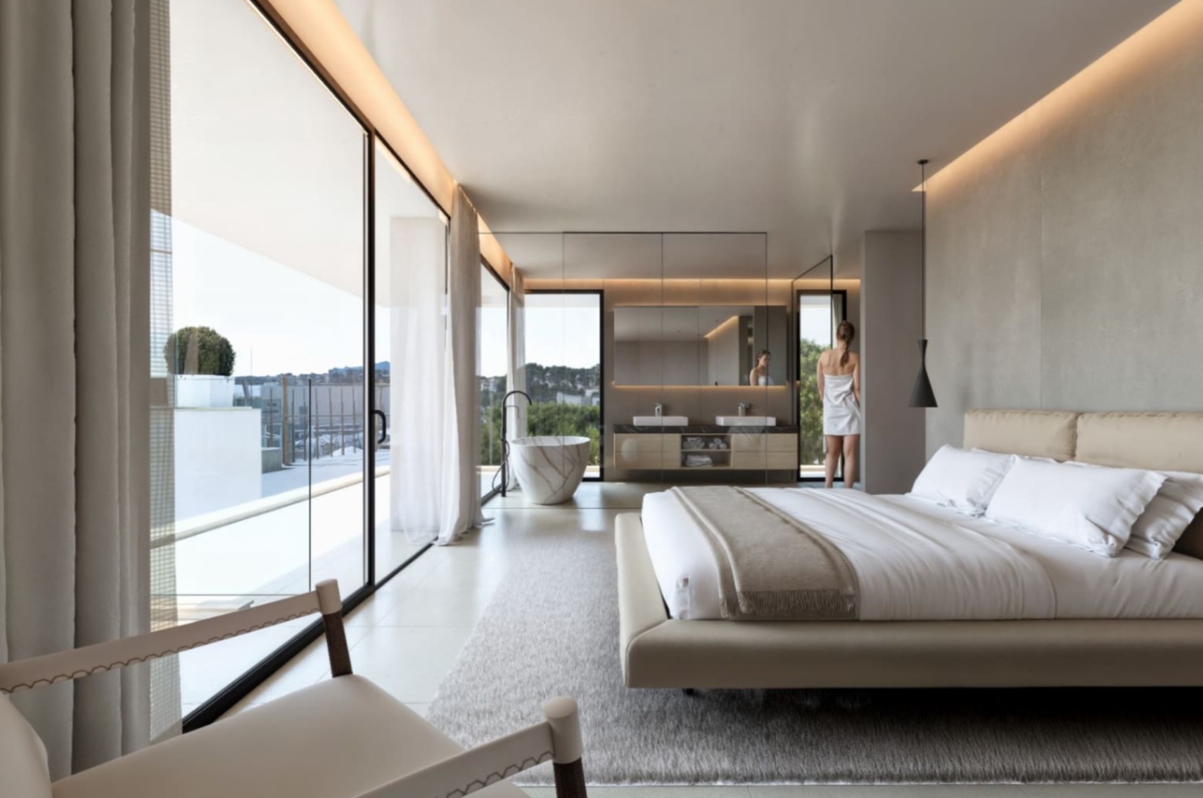 Villa de obra nueva de arquitectura contemporánea con vistas al mar en Moraira