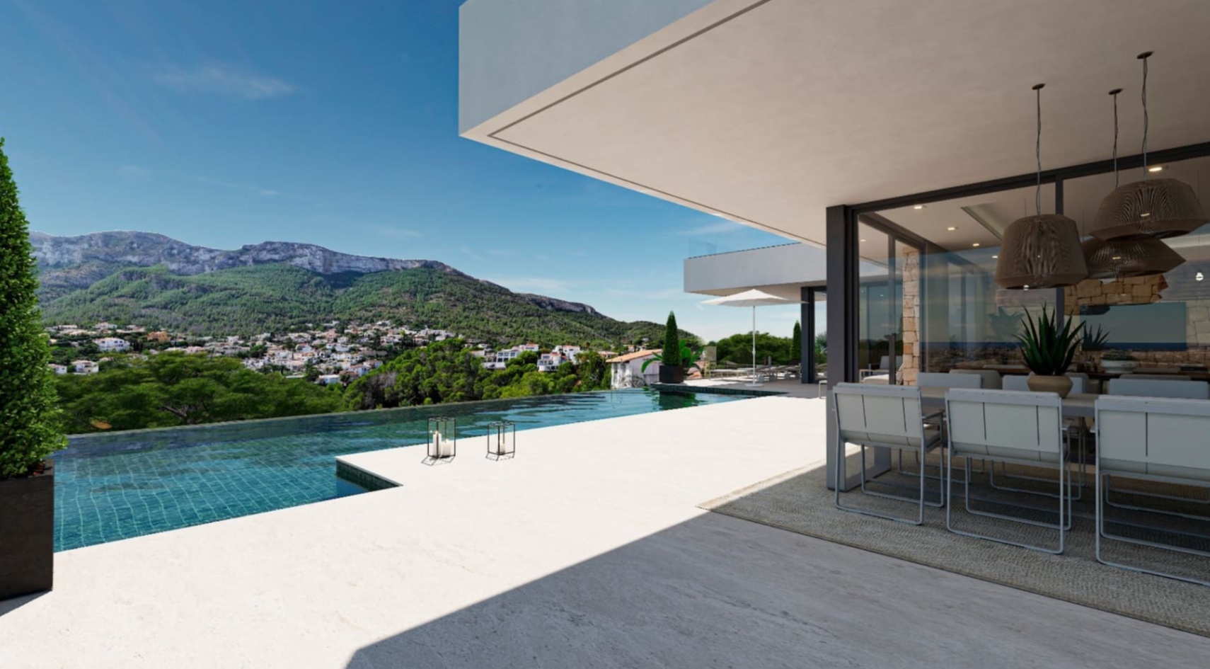 Moderne nybygg villa i Dénia med havutsikt og utsikt over Montgó