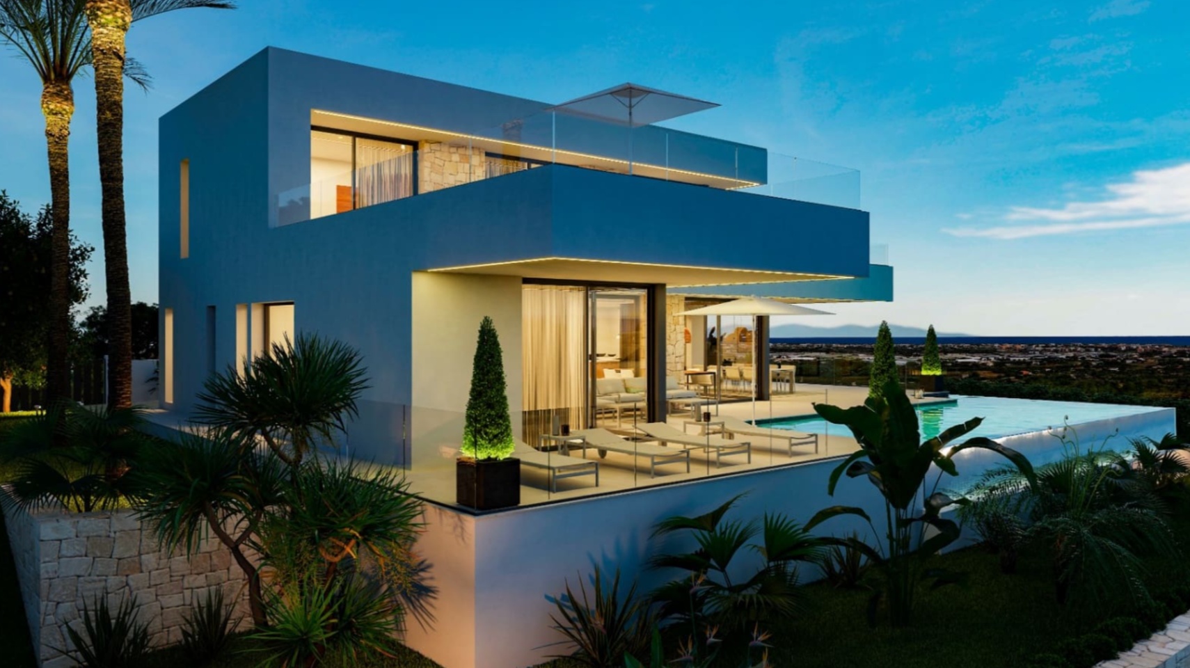 Moderne nybygg villa i Dénia med havutsikt og utsikt over Montgó