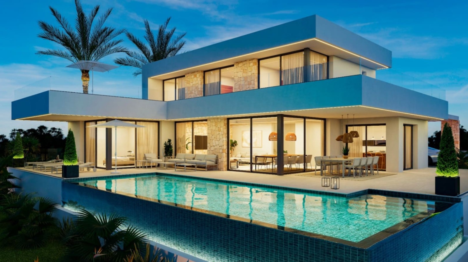 Moderne nybygg villa i Dénia med havutsikt og utsikt over Montgó