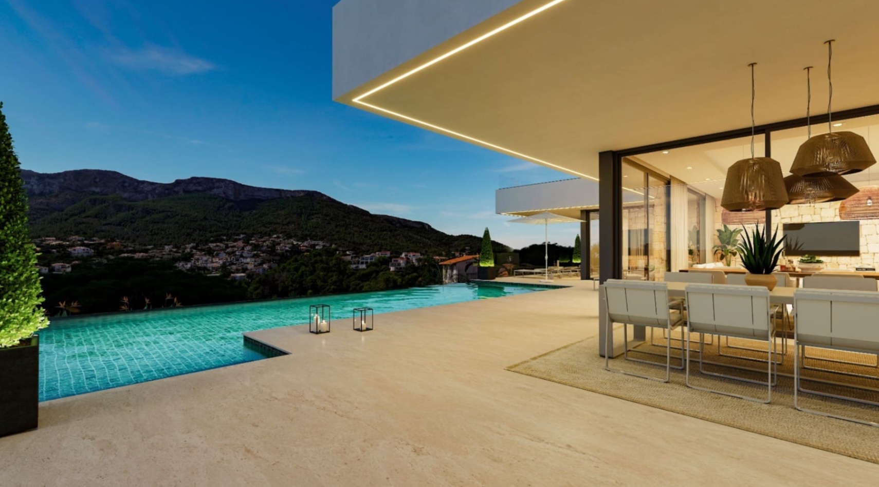 Moderne nybygg villa i Dénia med havutsikt og utsikt over Montgó
