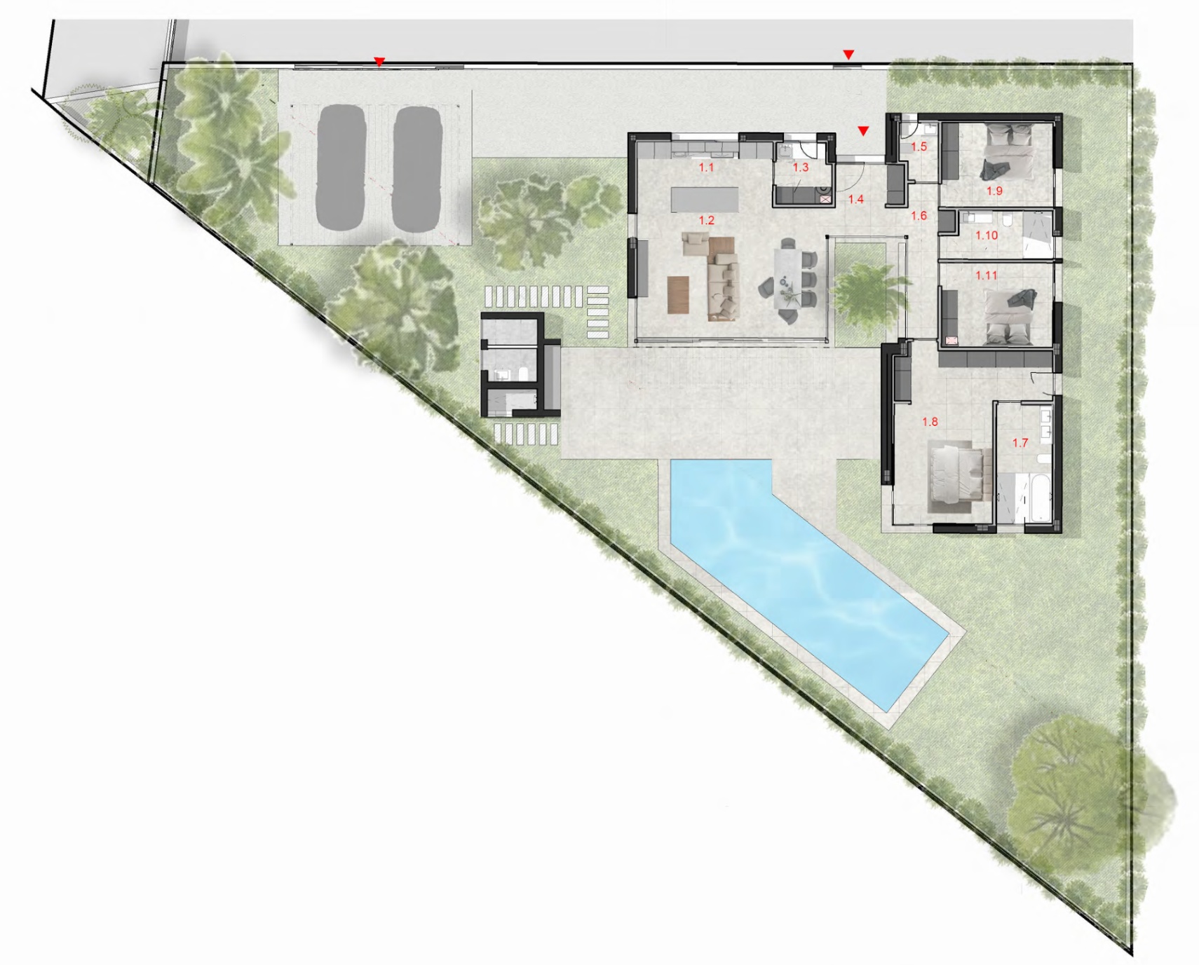 Villa moderne de plain-pied avec piscine privée