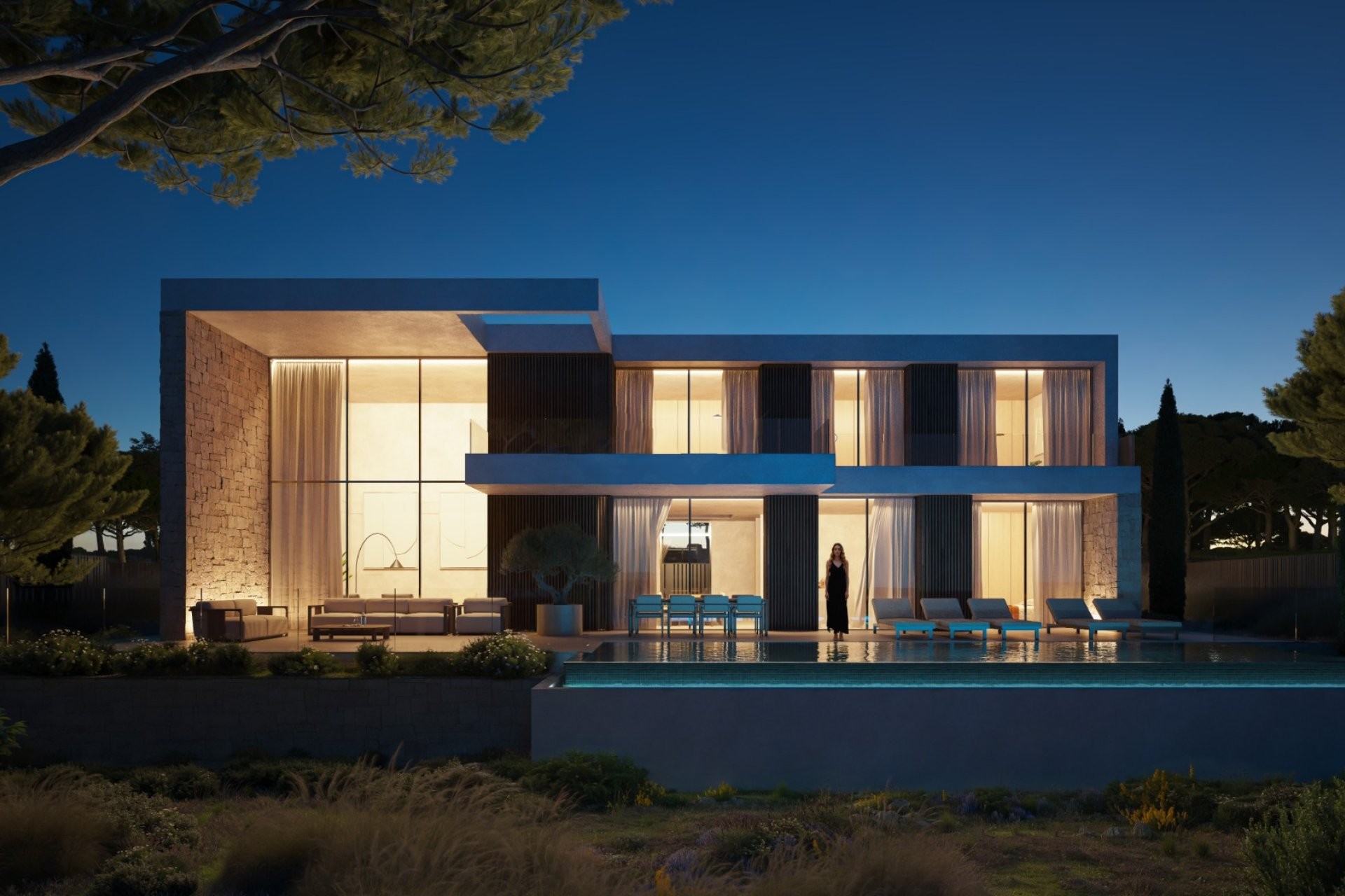 Nybyggd villa i Moraira med modern design, öppen utsikt och privat pool.