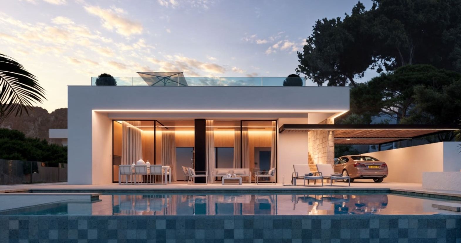 Villa neuve avec vue sur la mer et piscine à débordement à Moraira