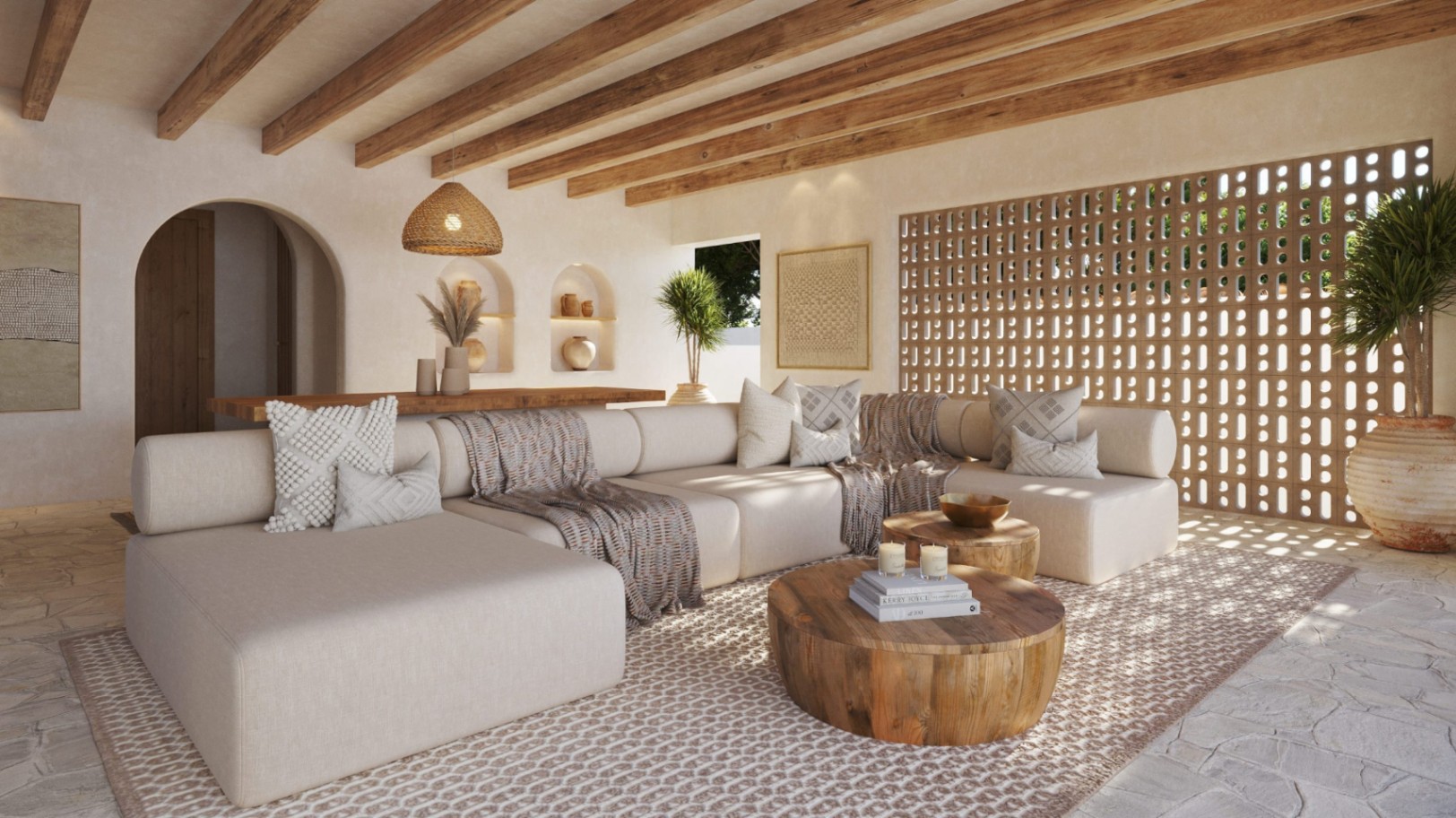 Villa méditerranéenne ibicenca rénovée avec vue sur le Montgó à Jávea
