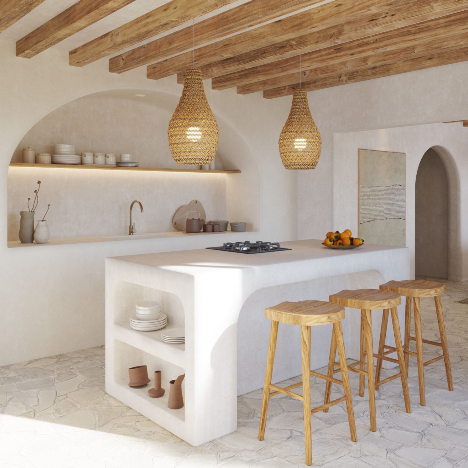 Villa méditerranéenne ibicenca rénovée avec vue sur le Montgó à Jávea